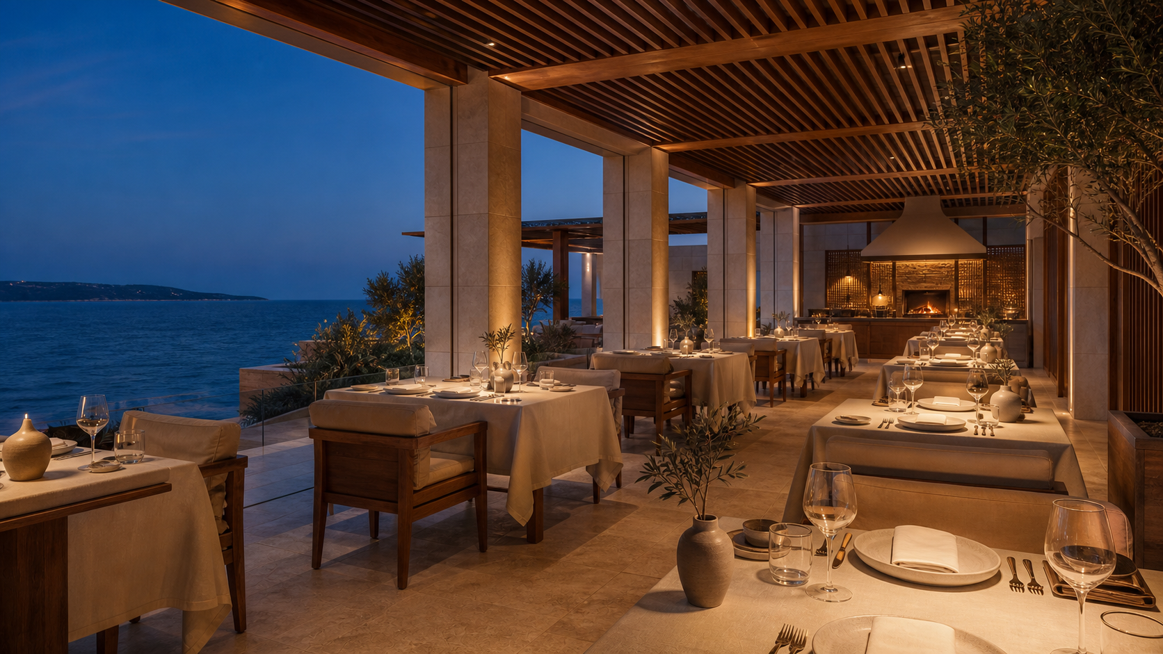Deniz manzaralı açık hava gurme restoran